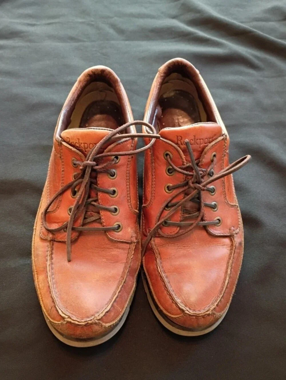 Shoes Size 11.5 Rockport Men's Cognac Leather Boat Shoes with Brown Laces